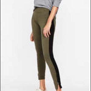 Express green leggings with black stripe
